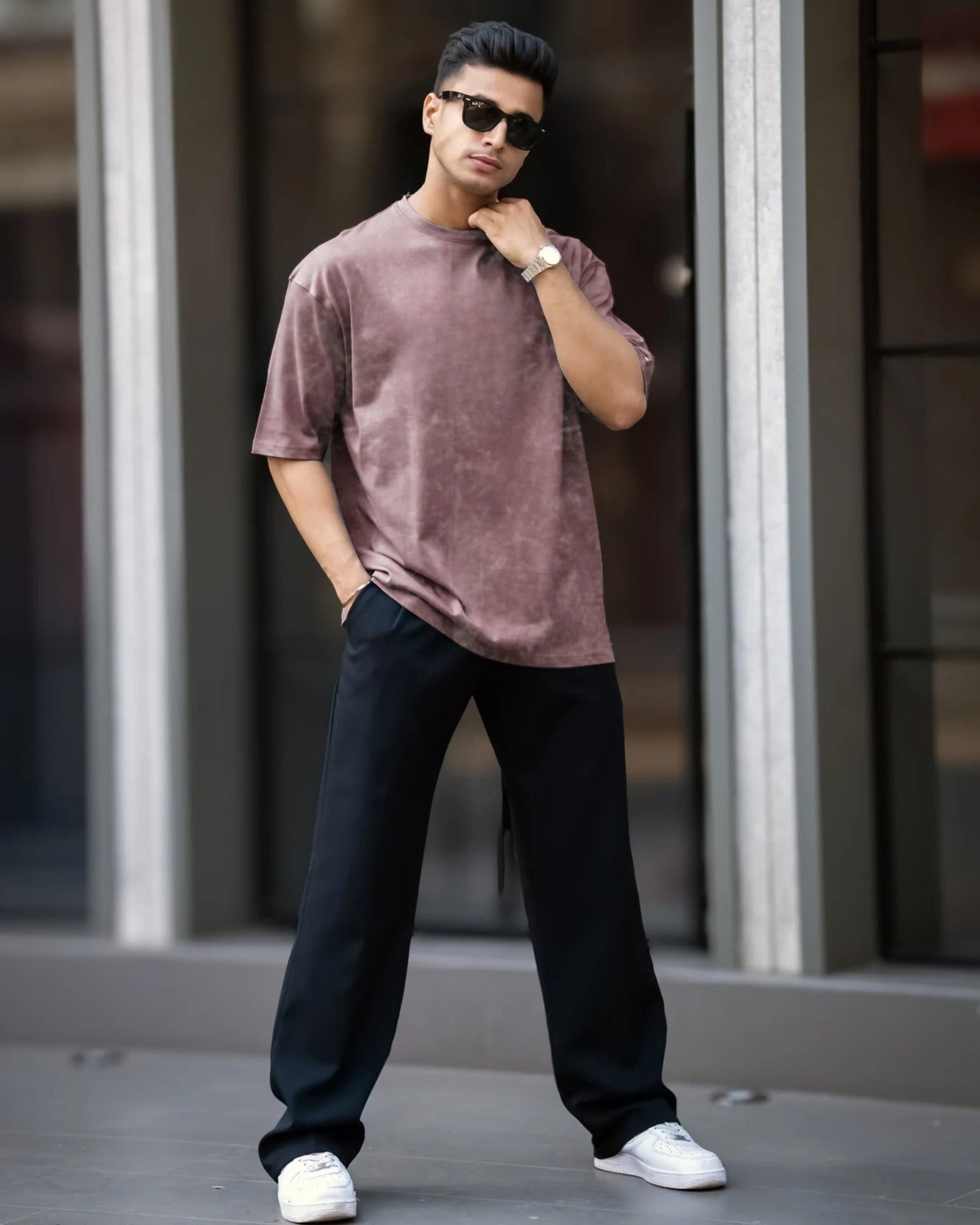 Men's Brown Acid-Washed T-Shirt