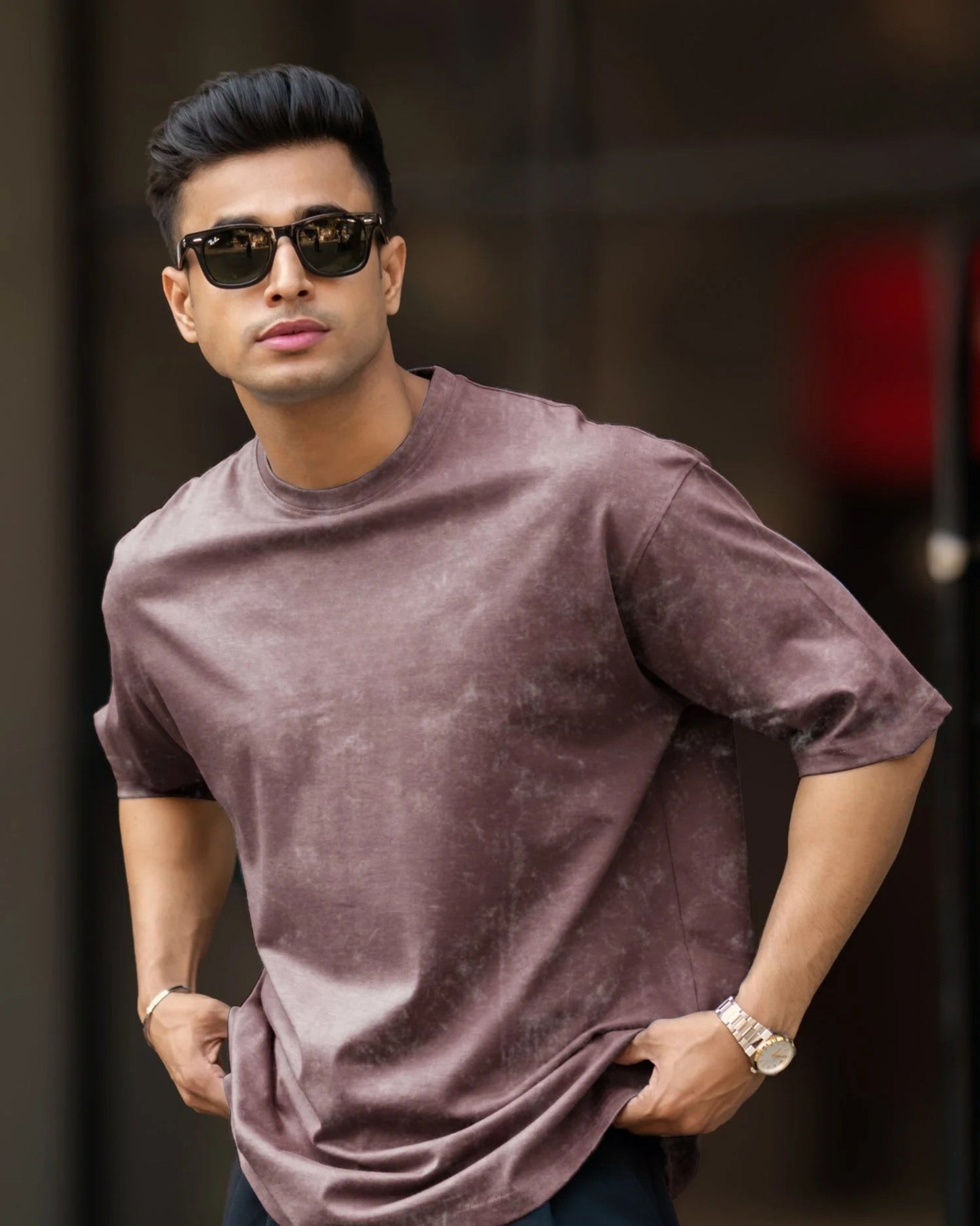 Men's Brown Acid-Washed T-Shirt