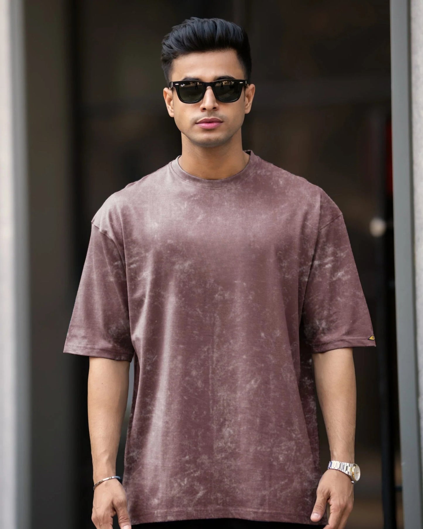 Men's Brown Acid-Washed T-Shirt