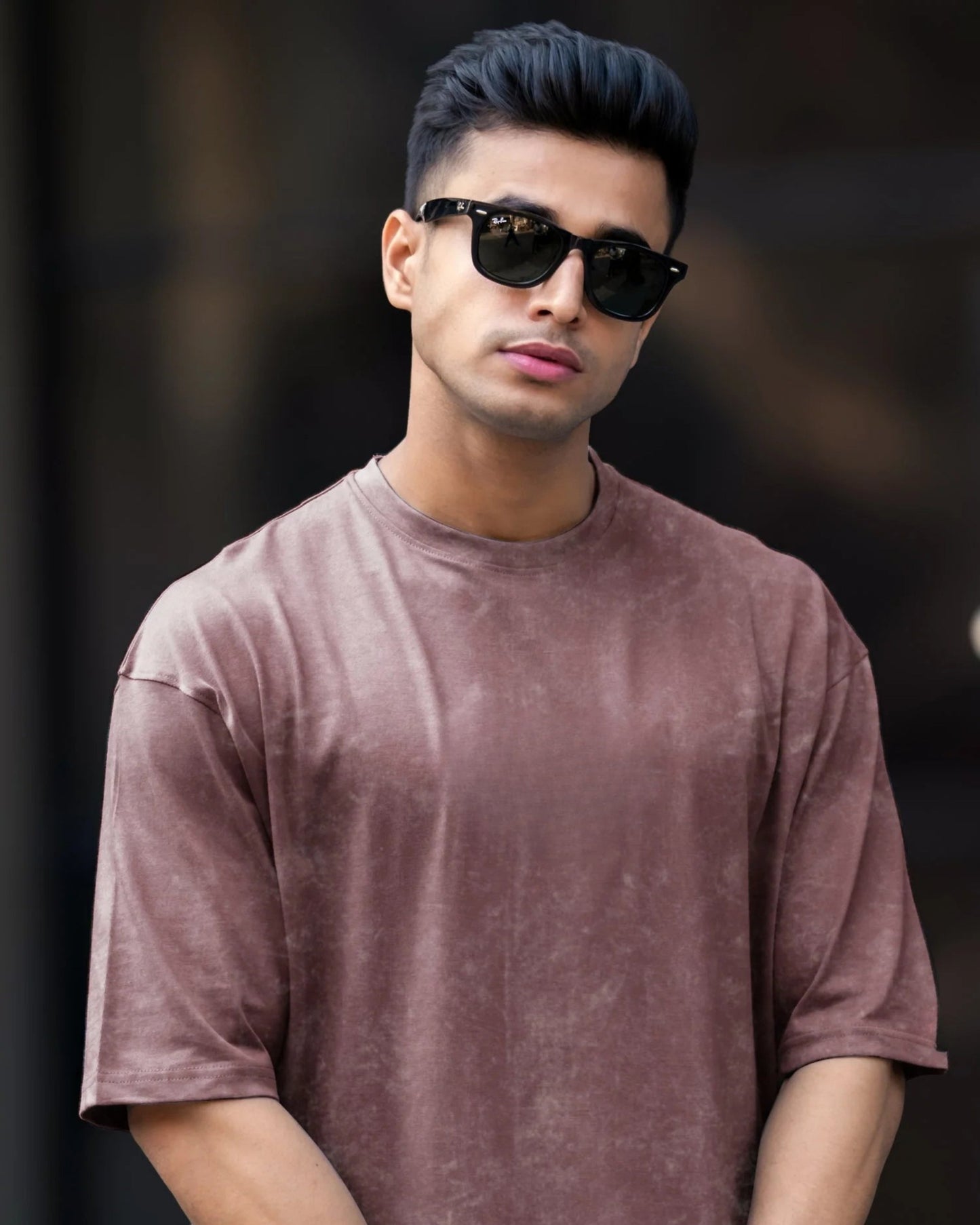 Men's Brown Acid-Washed T-Shirt