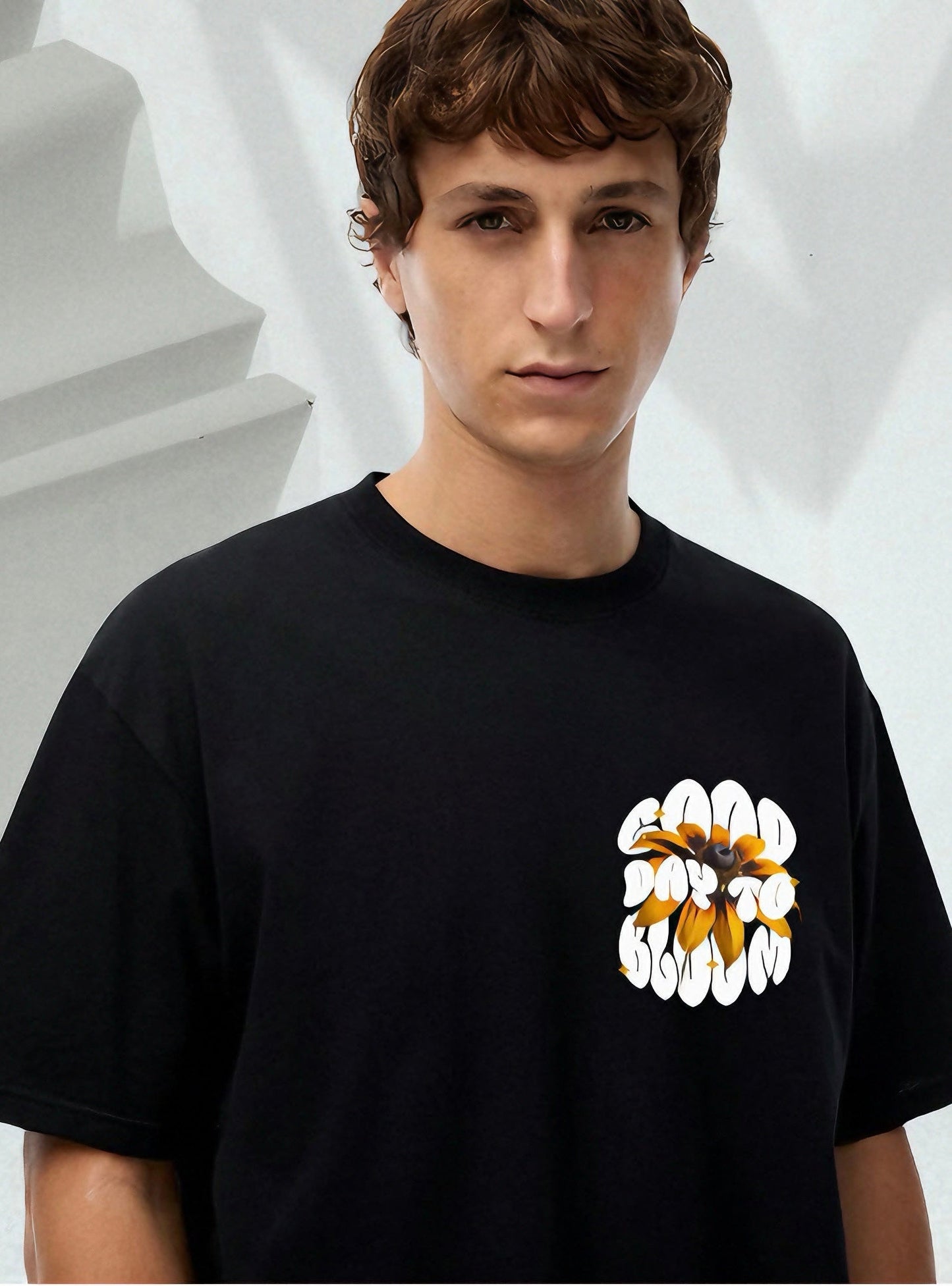 Men Good day to Bloom Printed Oversized Tshirt