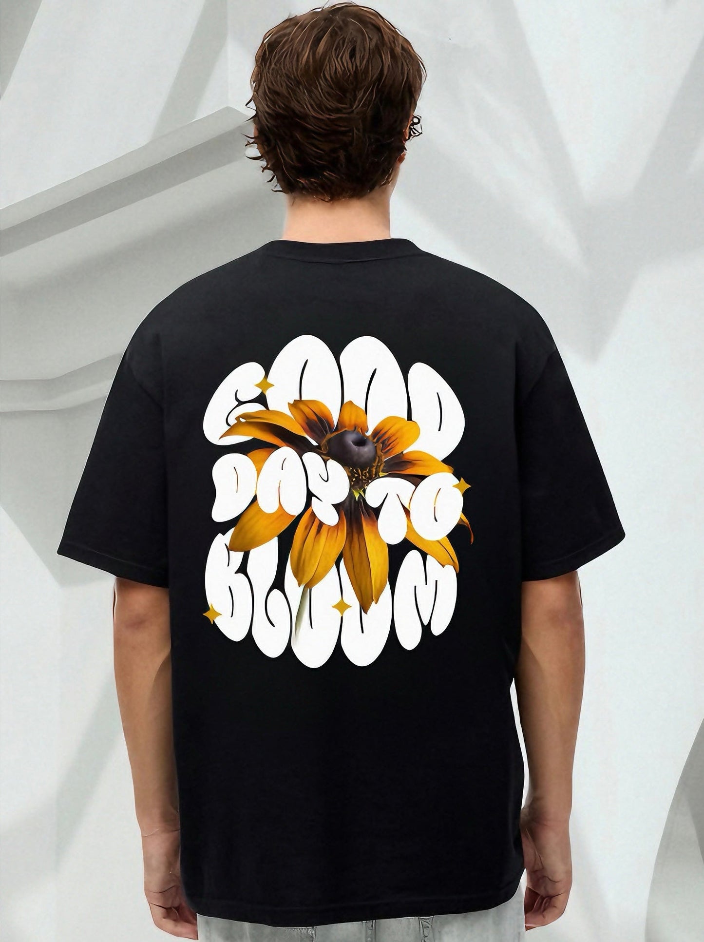 Men Good day to Bloom Printed Oversized Tshirt