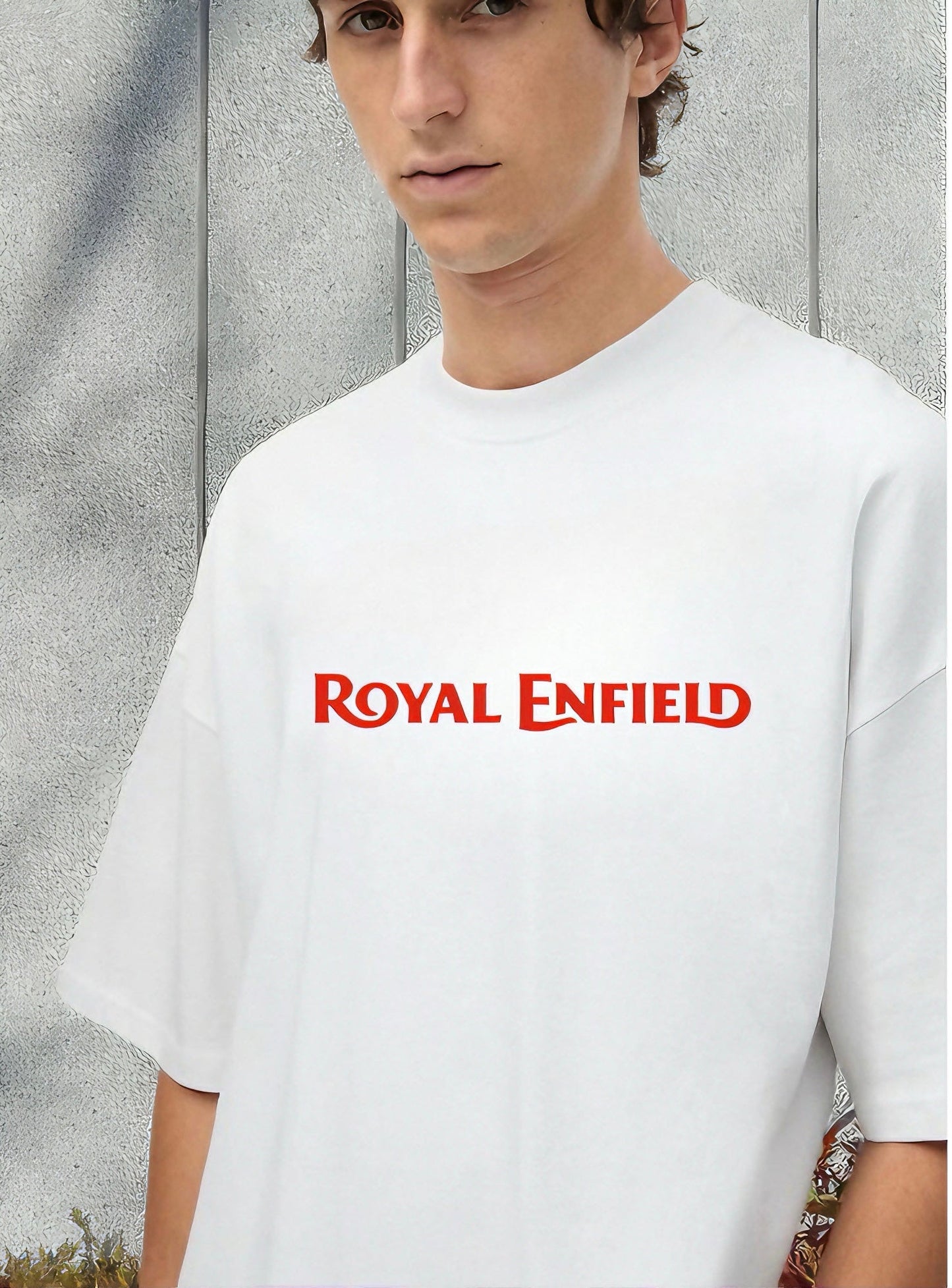 Men Royal Enfield Printed Oversized Tshirt
