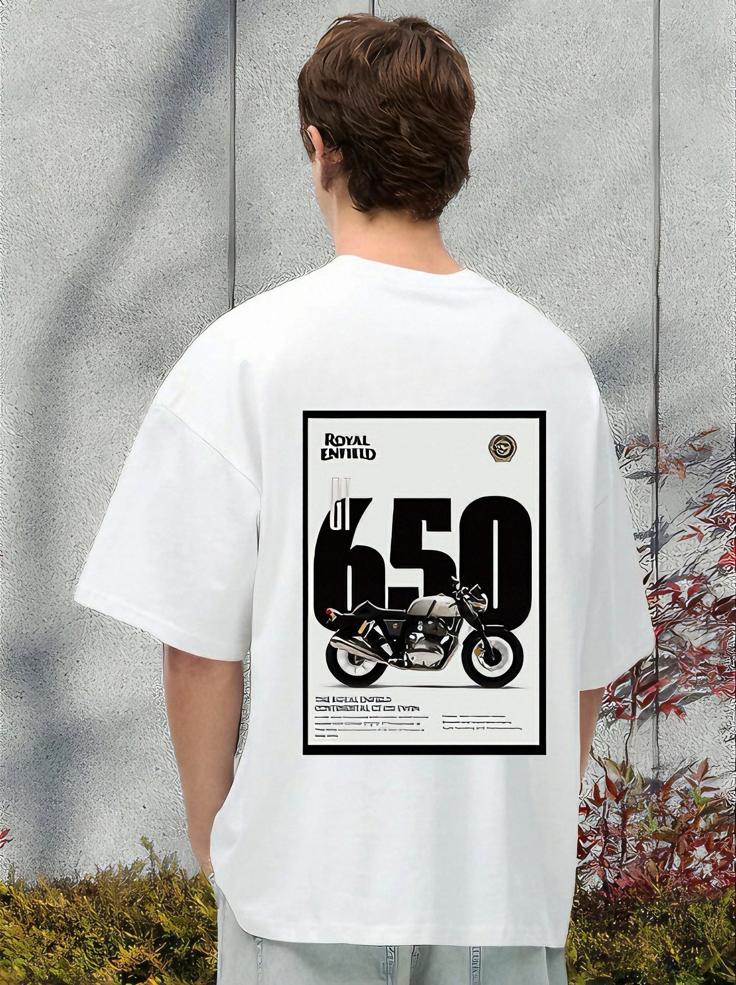 Men Royal Enfield Printed Oversized Tshirt