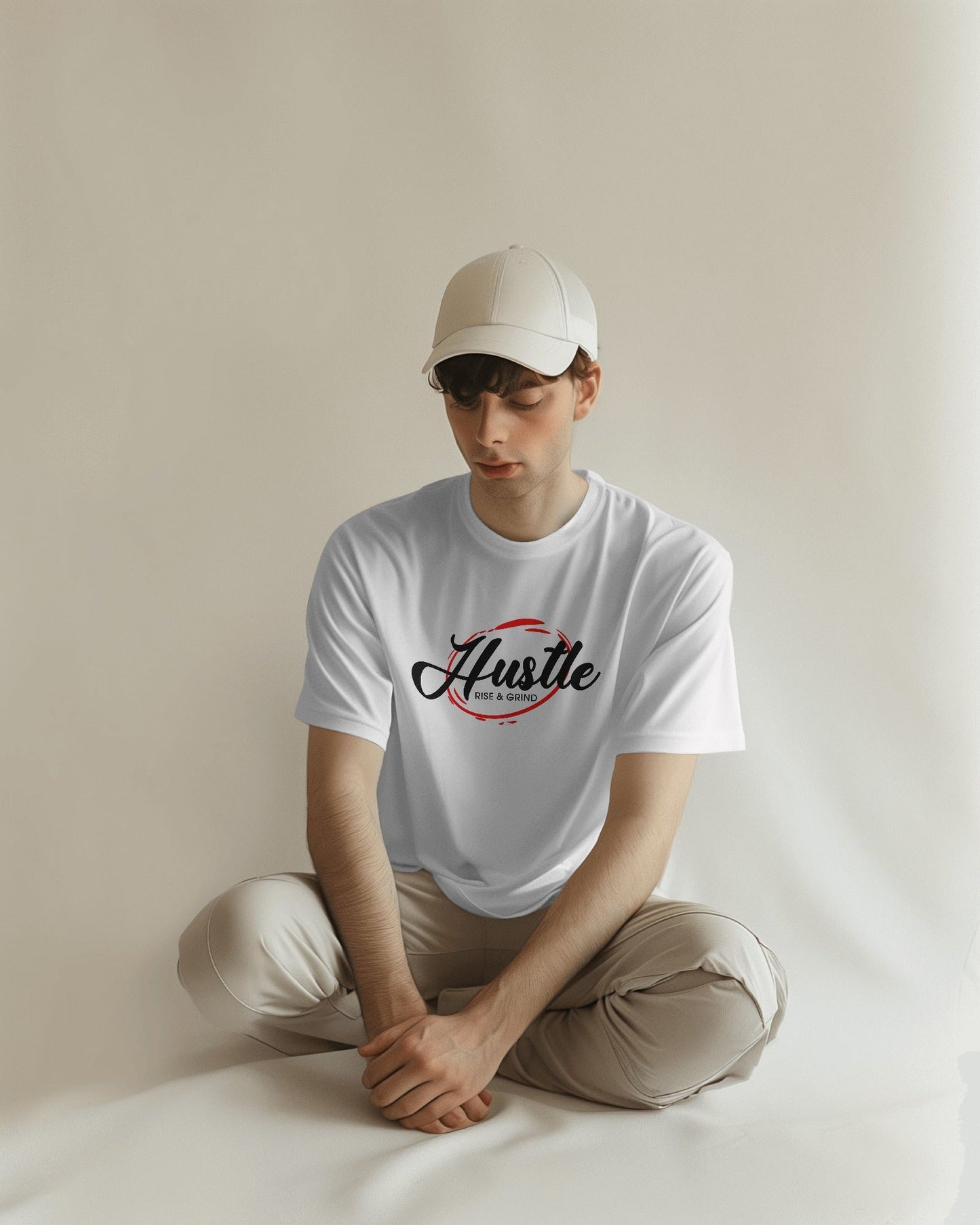 Men's Hustle Printed Oversized Tshirt