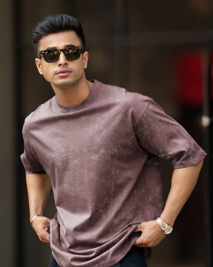 Men's Brown Acid-Washed T-Shirt