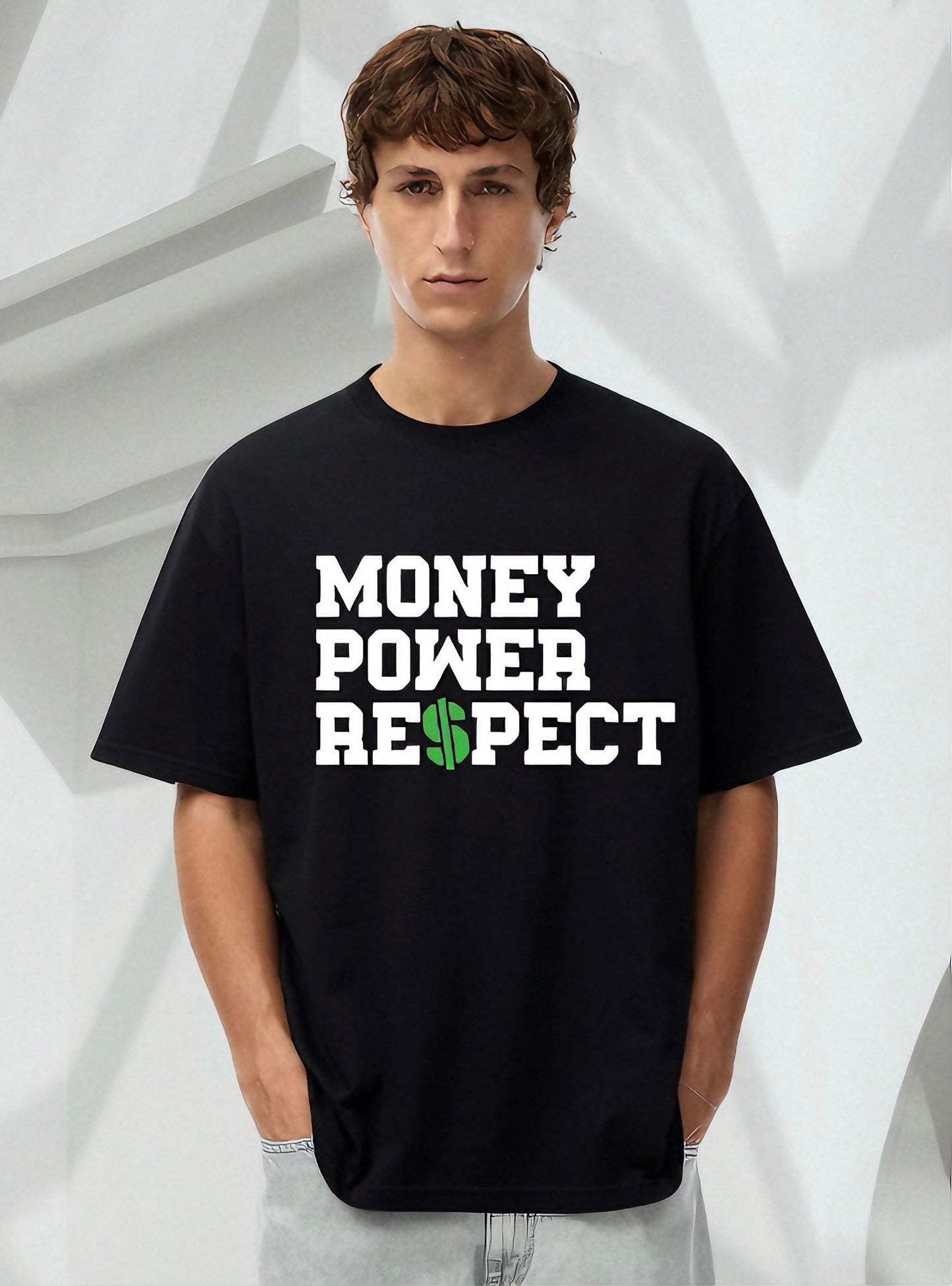 Men Money Power Respect Printed Oversized Tshirt