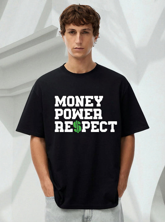 Men Money Power Respect Printed Oversized Tshirt