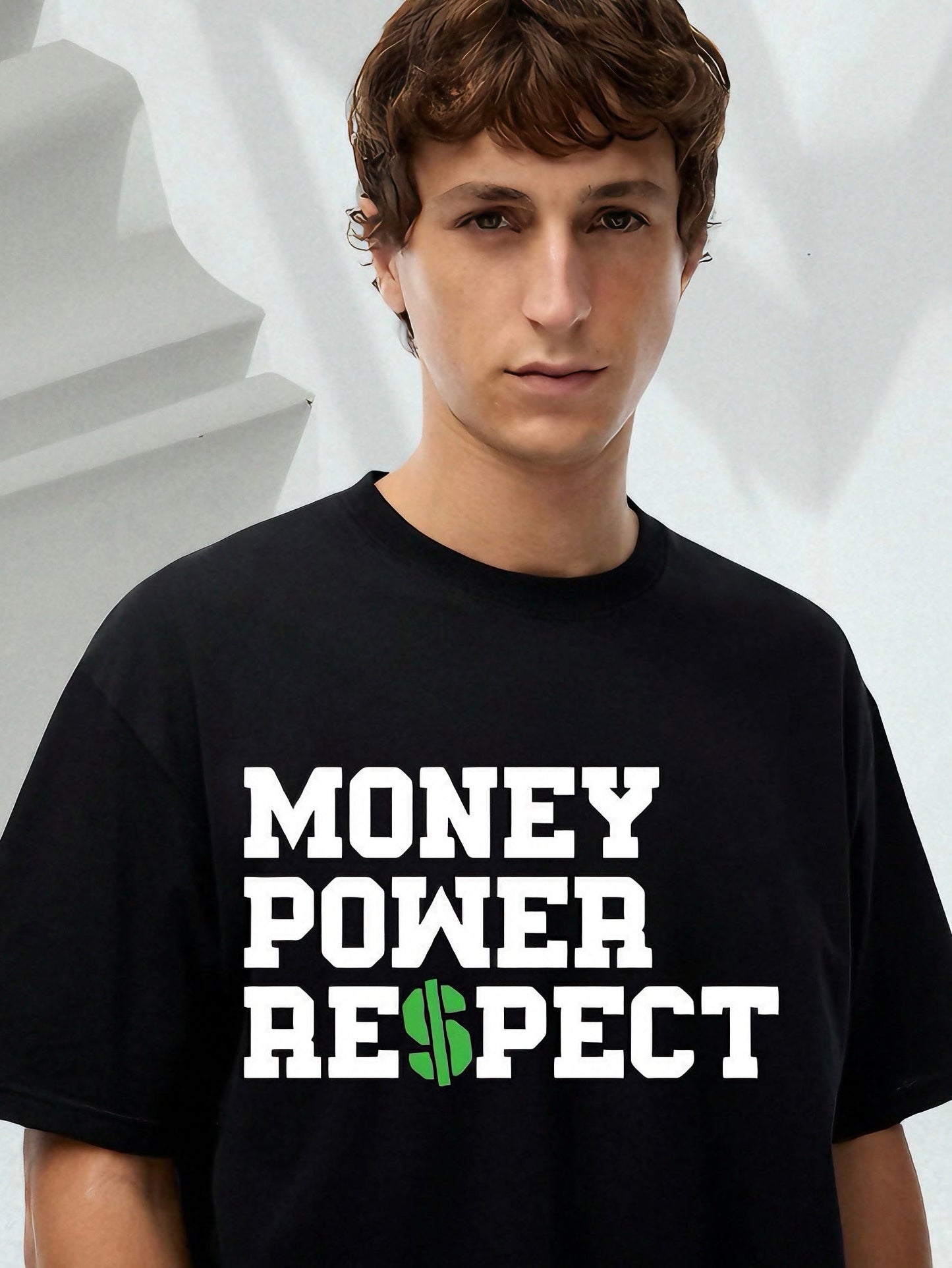 Men Money Power Respect Printed Oversized Tshirt