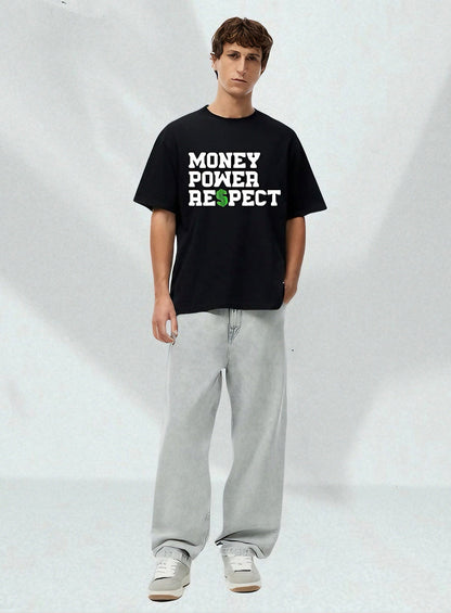 Men Money Power Respect Printed Oversized Tshirt