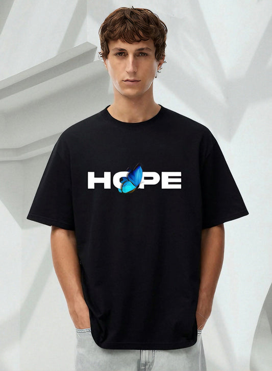 Men Hope Printed Oversized Tshirt