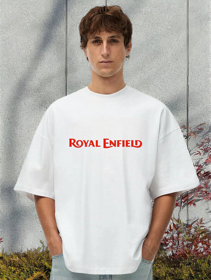 Men Royal Enfield Printed Oversized Tshirt
