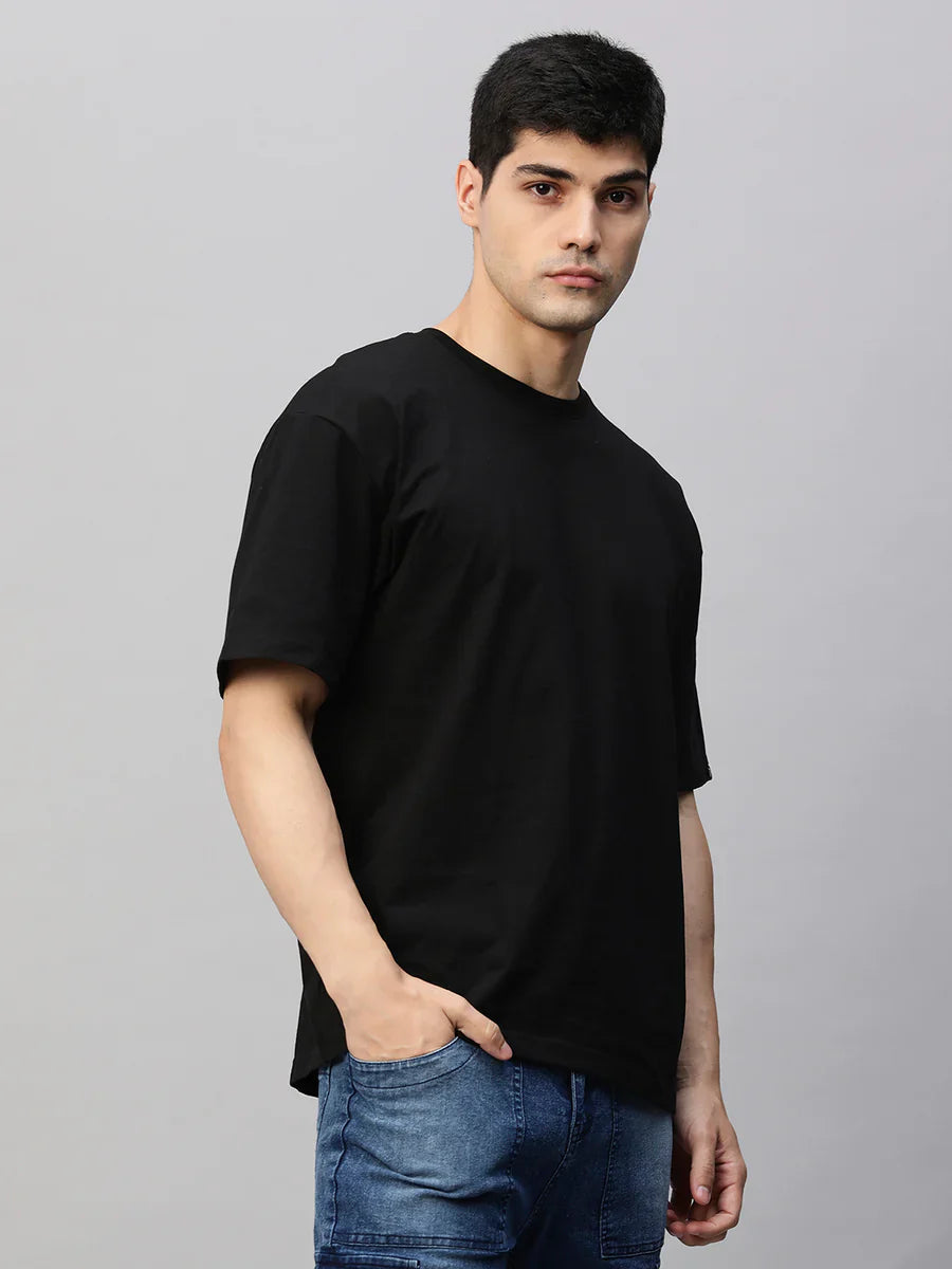 Men's Solid Black Oversized T-Shirt – 240 GSM French Terry