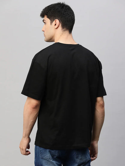 Men's Solid Black Oversized T-Shirt – 240 GSM French Terry