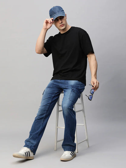 Men's Solid Black Oversized T-Shirt – 240 GSM French Terry