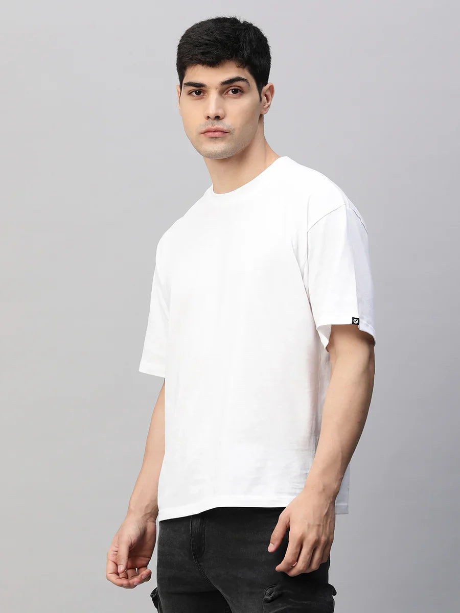Men's Solid White Oversized T-Shirt – 240 GSM French Terry