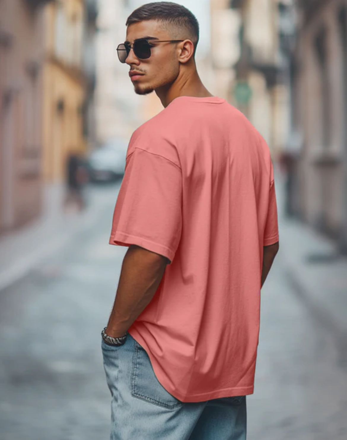 Men's Solid Pink Oversized T-Shirt – 240 GSM French Terry