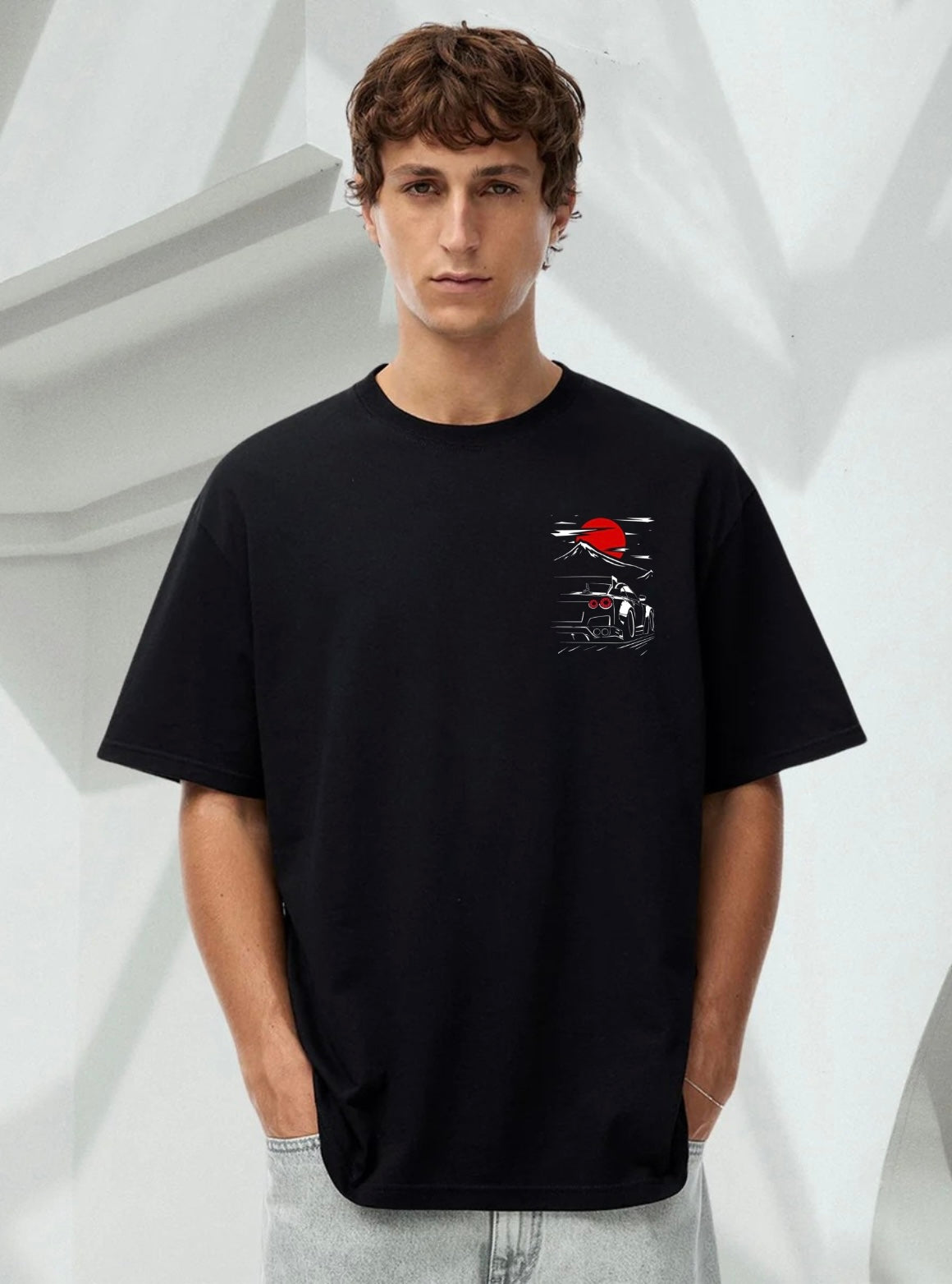 Men's Car Printed OverSized Tshirt