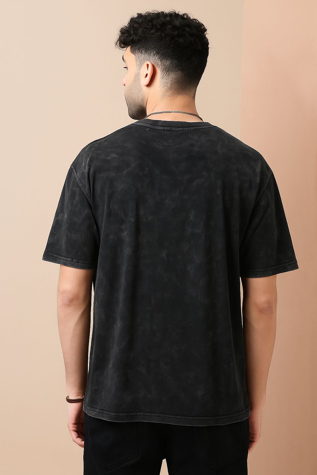 Men's Black Acid-Washed T-Shirt