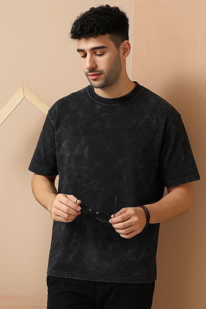 Men's Black Acid-Washed T-Shirt