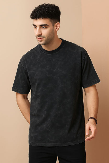 Men's Black Acid-Washed T-Shirt