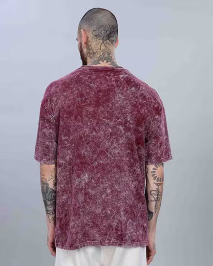 Men's Red Acid-Washed T-Shirt