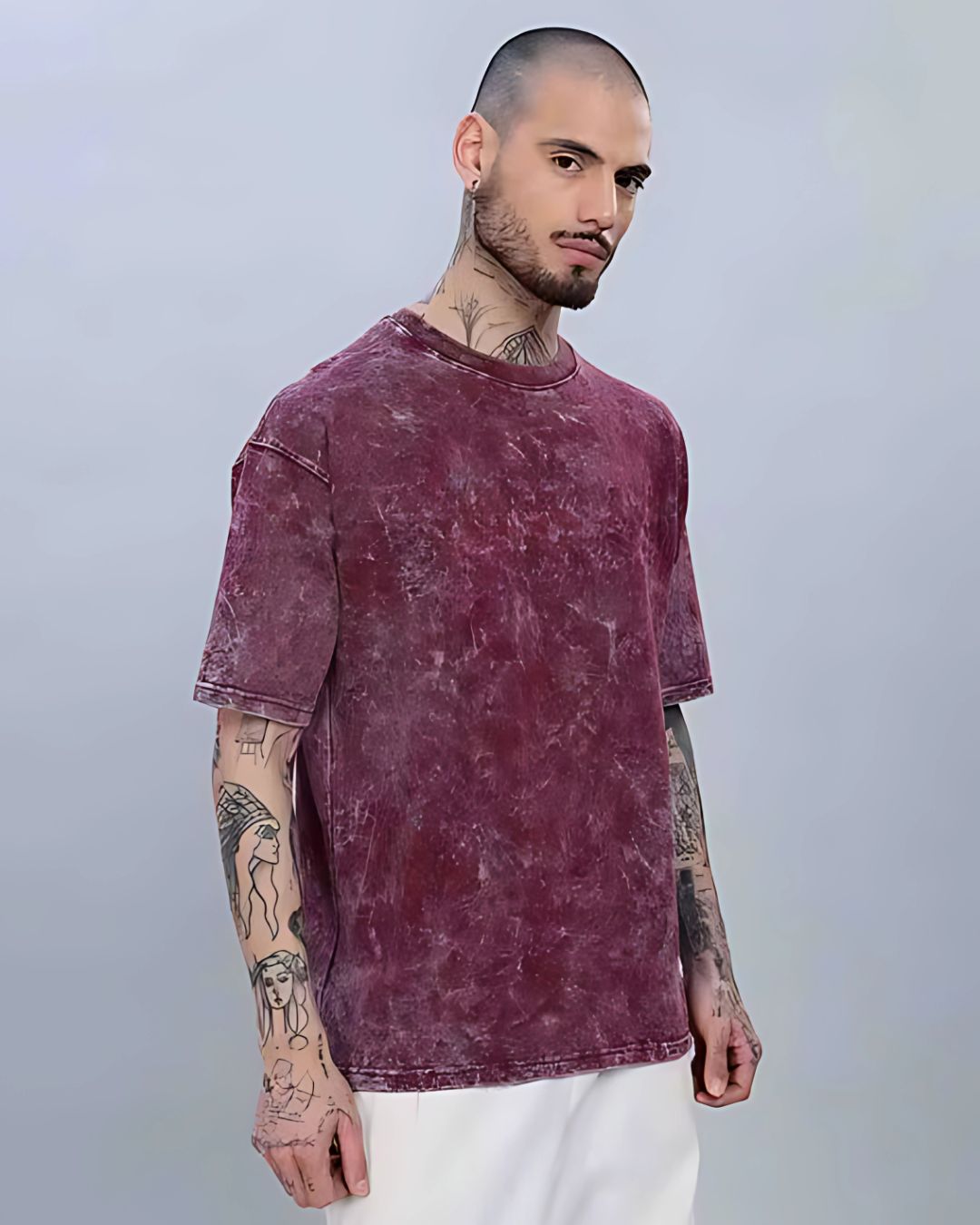 Men's Red Acid-Washed T-Shirt